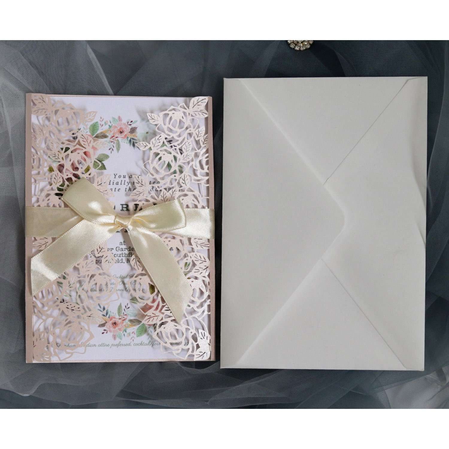 Laser Rose Invitation Card Iridescent Paper Business Invitation Thank You Card 